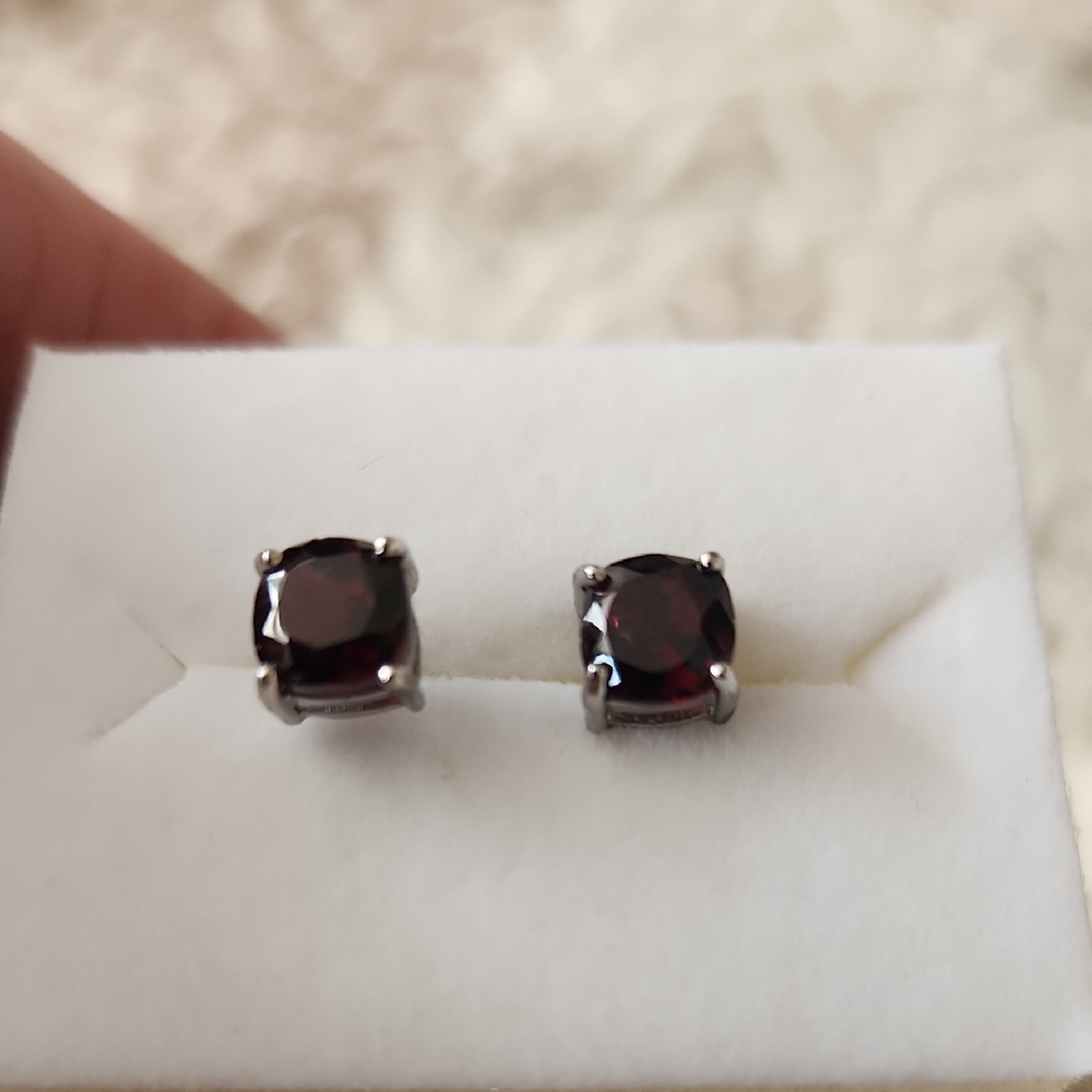 Garnet Sterling Silver STUDS